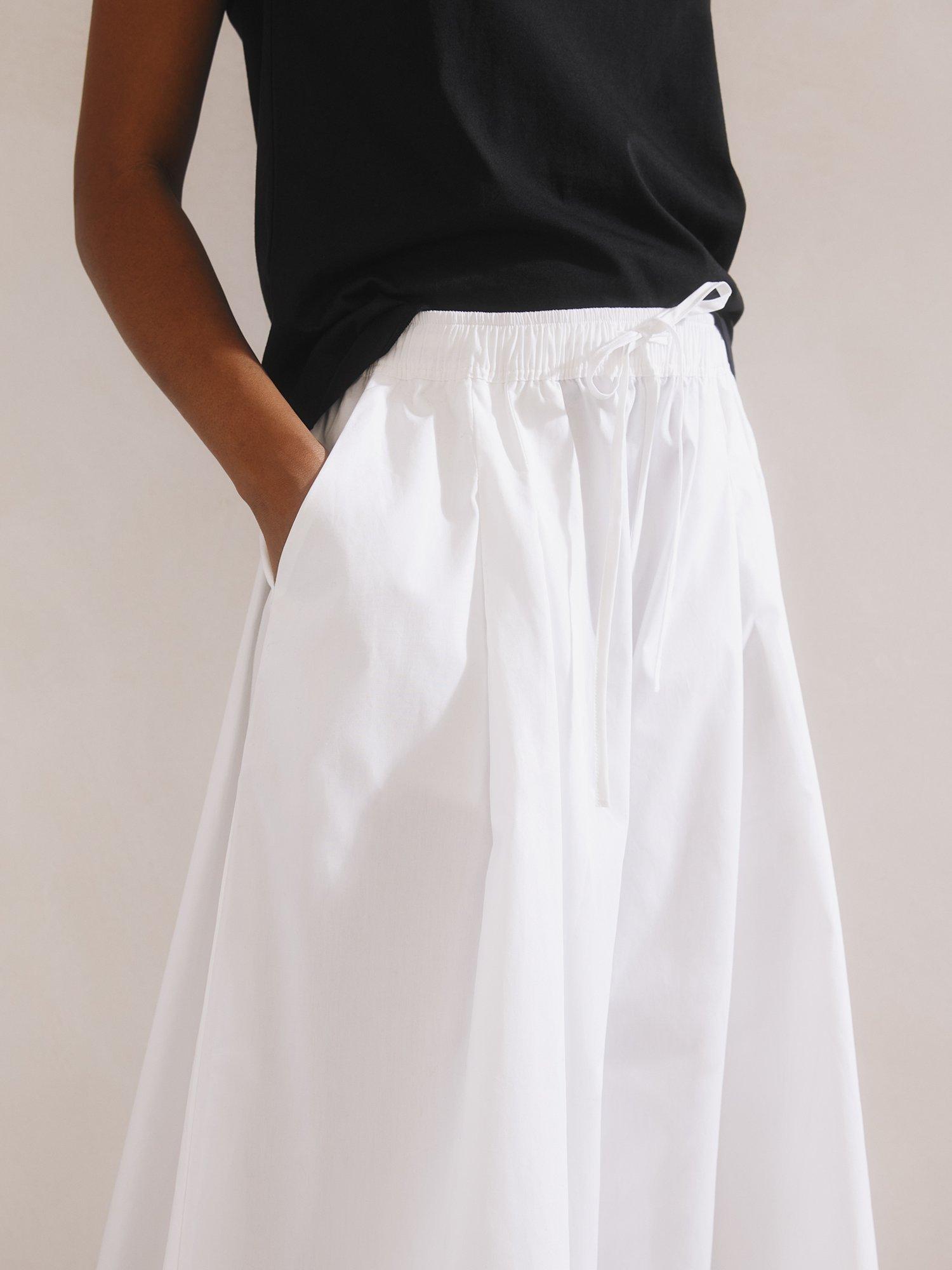 Product image 4 of 5, which shows Albaray Super Wide Leg Pure Organic Cotton Culottes, White, 8