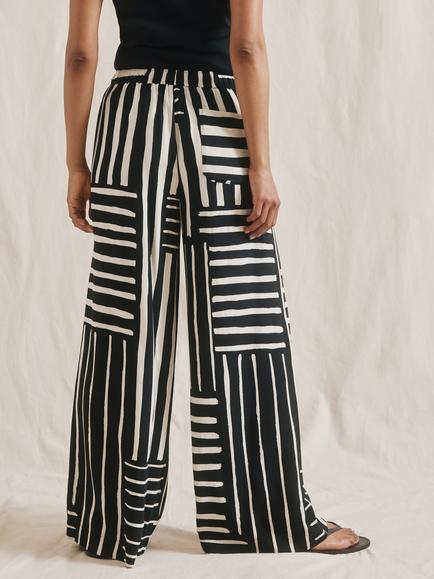 Albaray Patchwork Stripe Trousers, Black - view 2, Black