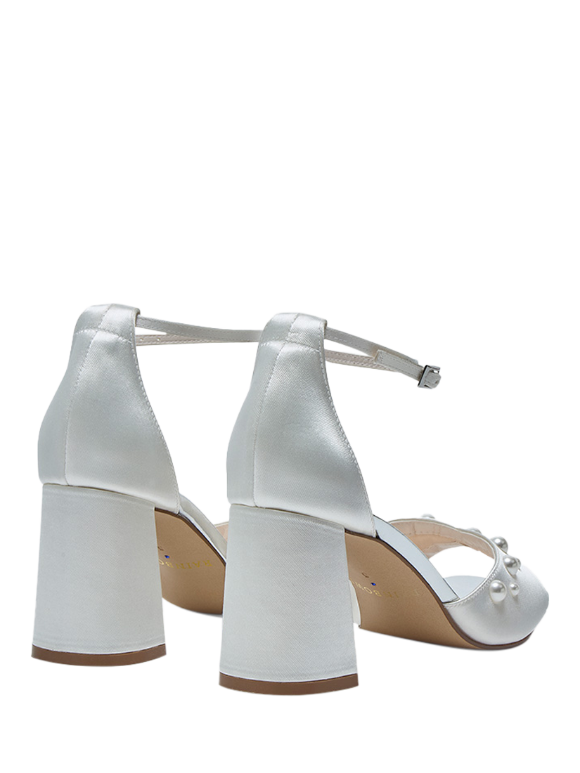Product image 3 of 4, which shows Rainbow Club Maya Wide Fit Mid Pearl Detail Bridal Sandals, White, 4S