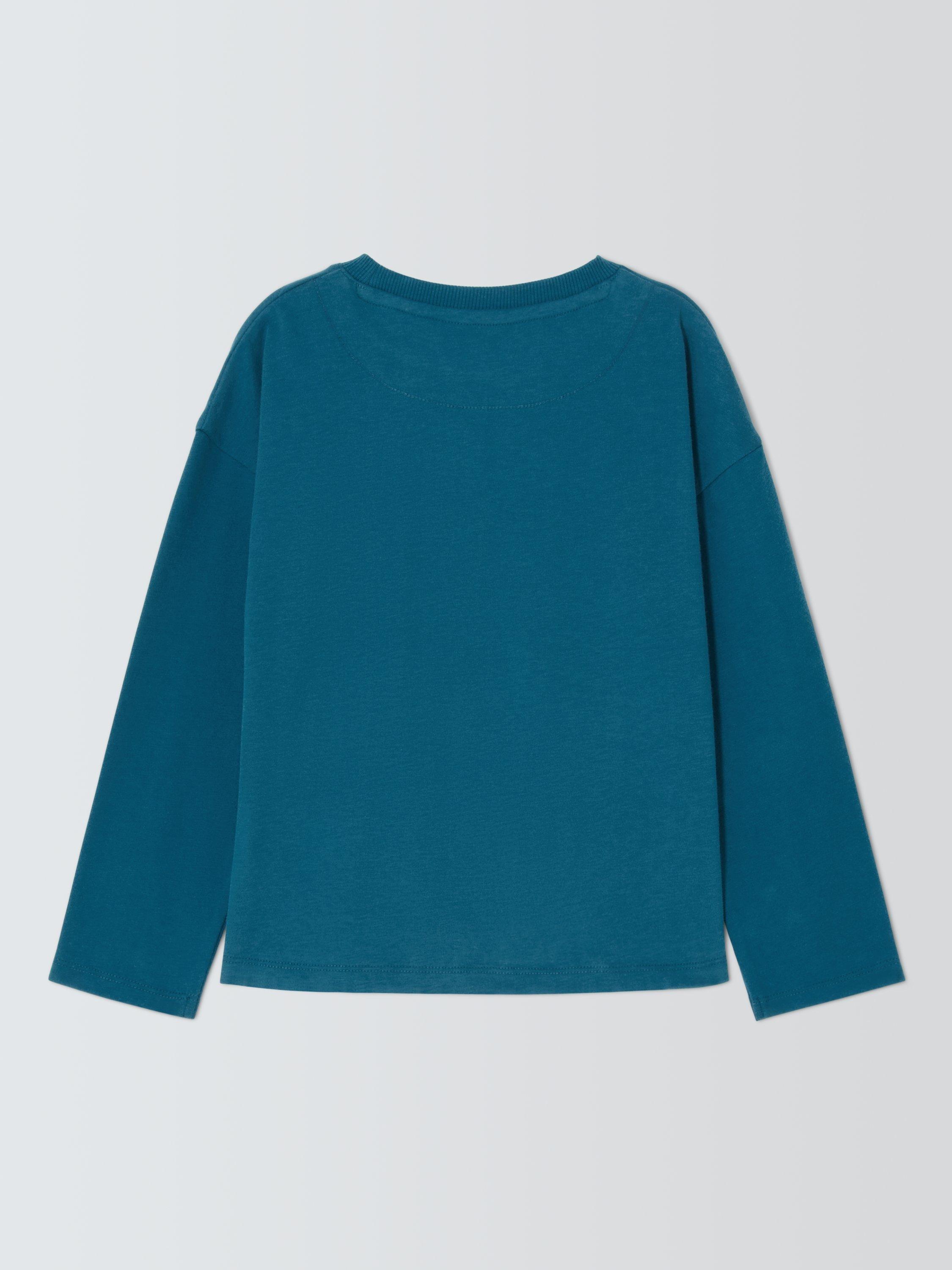 Product image 2 of 3, which shows John Lewis Kid's Flower Shop Jersey Top, Blue, White, 3 years