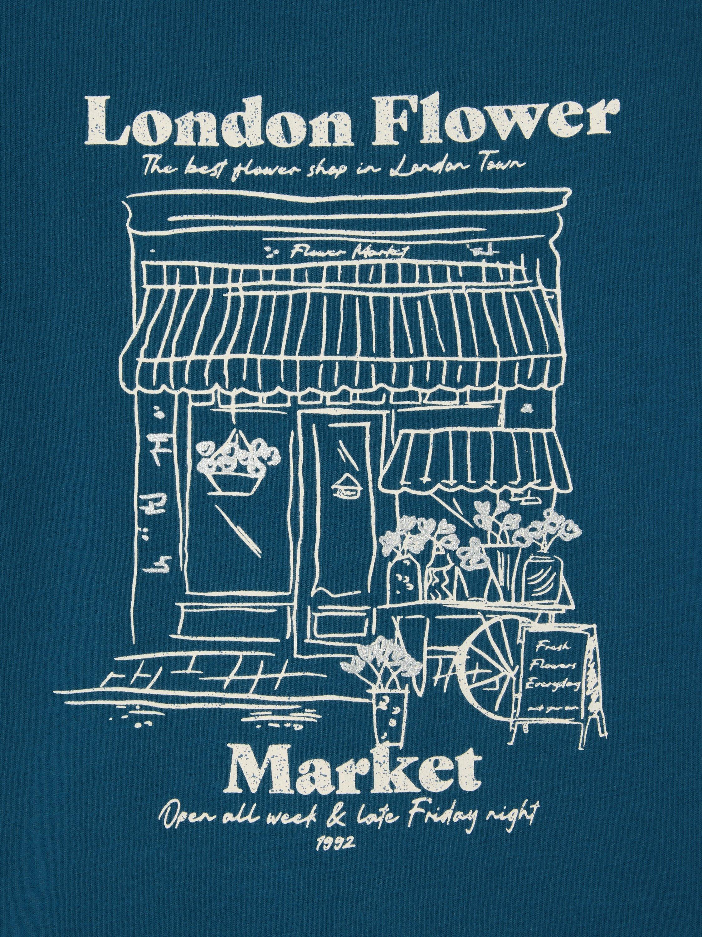 Product image 3 of 3, which shows John Lewis Kid's Flower Shop Jersey Top, Blue, White, 3 years