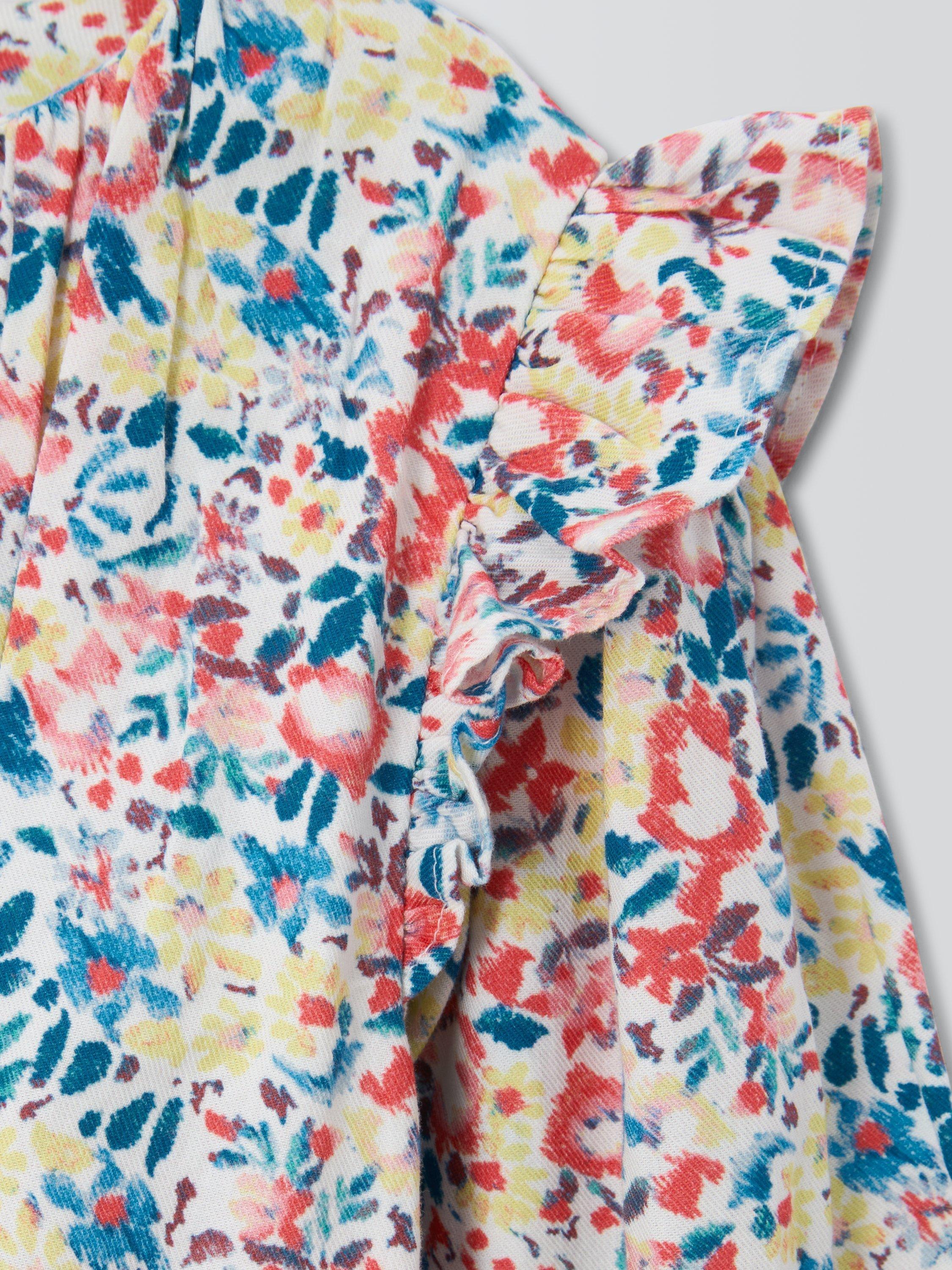 Product image 3 of 3, which shows John Lewis Kids' Floral Frill Sleeve Dress, Miulti, 3 years