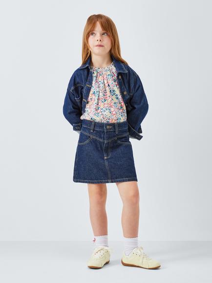 John Lewis Kids' Floral Balloon Sleeve Top, Multi - view 2, Multi