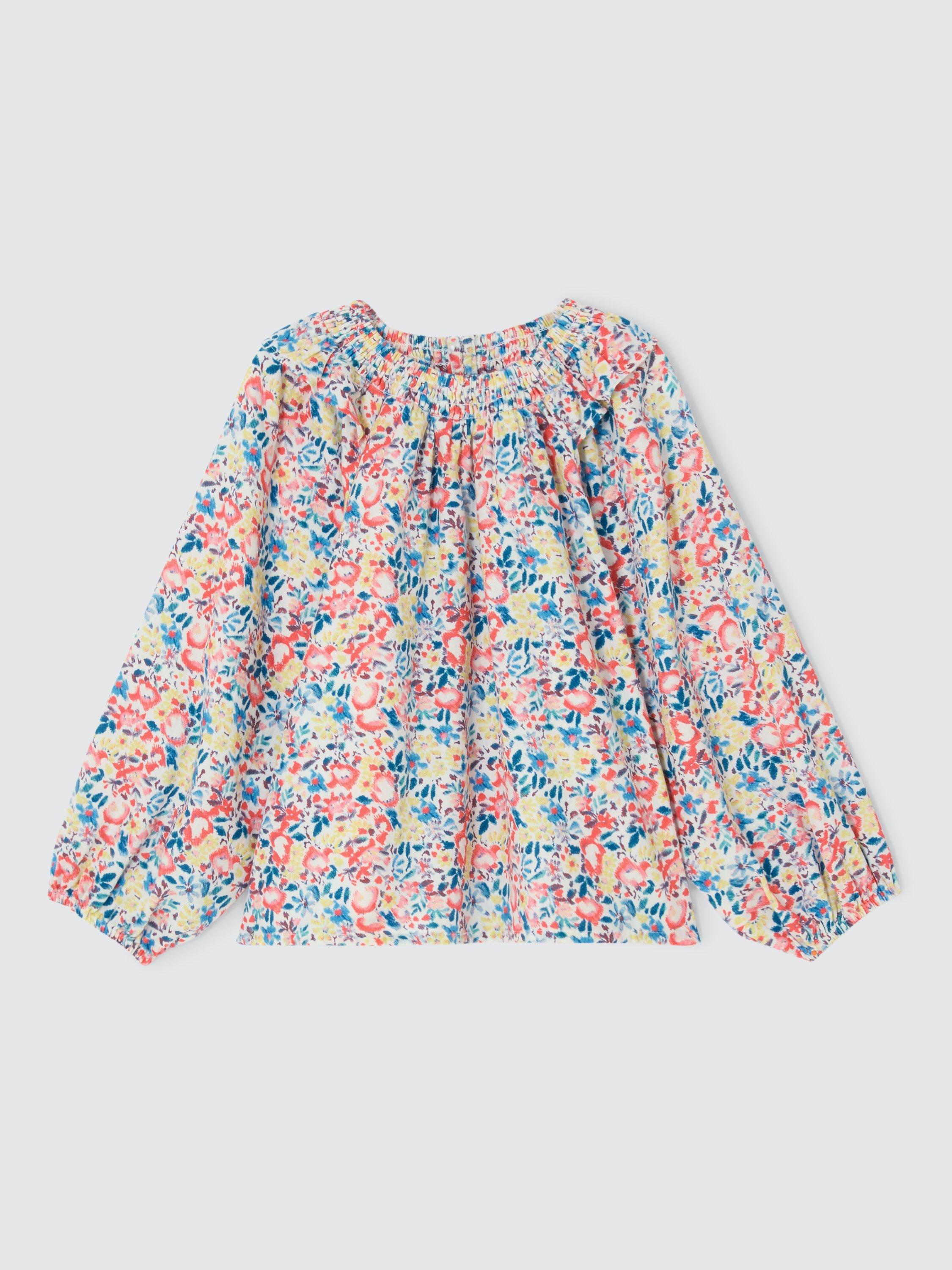 Product image 1 of 3, which shows John Lewis Kids' Floral Balloon Sleeve Top, Multi, 3 years