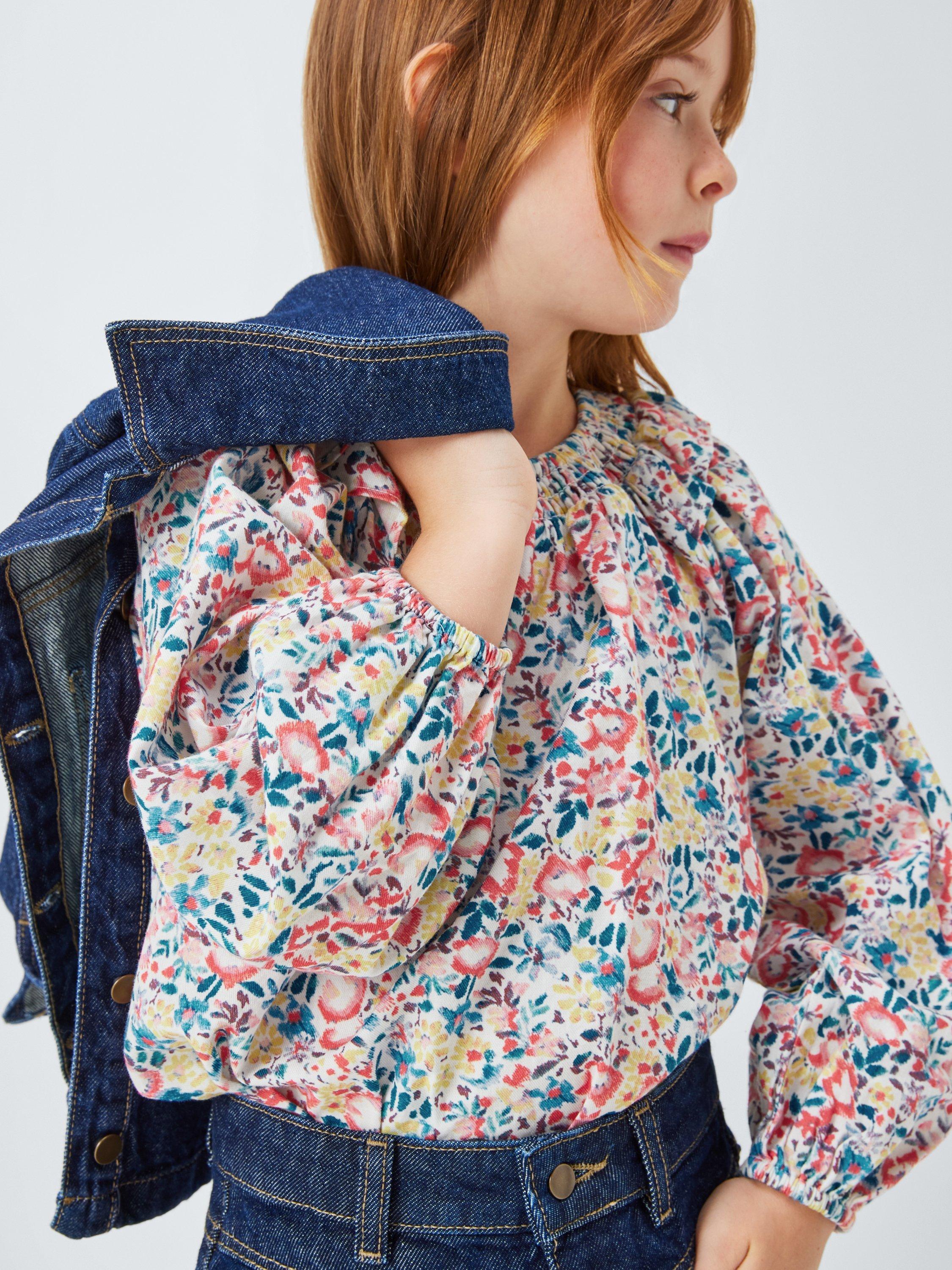 Product image 4 of 7, which shows John Lewis Kids' Floral Balloon Sleeve Top, Multi, 3 years