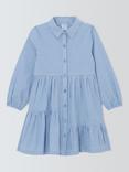 John Lewis Kids' Stripe Split Hem Shirt Dress, Blue
