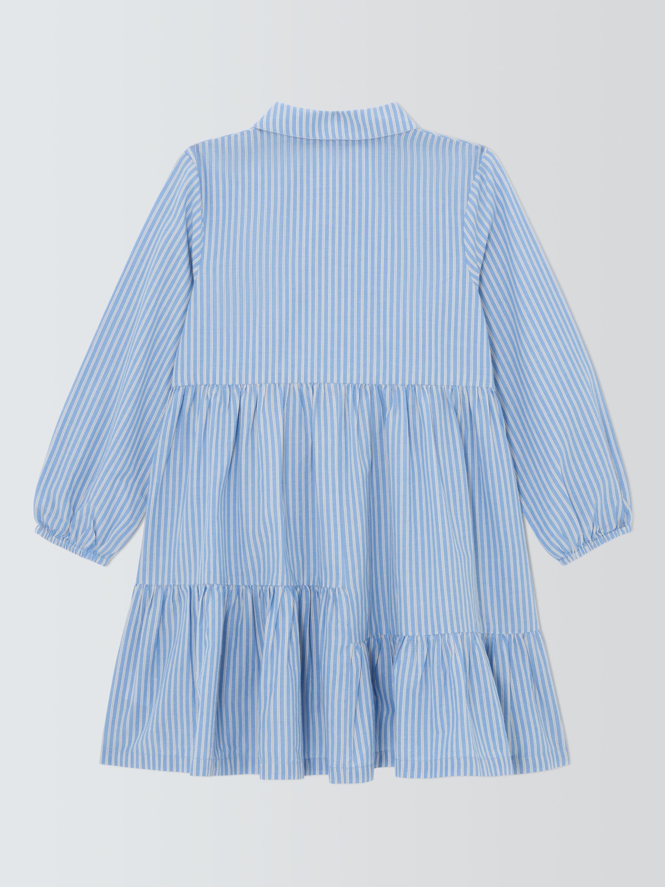 Product image 2 of 3, which shows John Lewis Kids' Stripe Split Hem Shirt Dress, Blue, 3 years