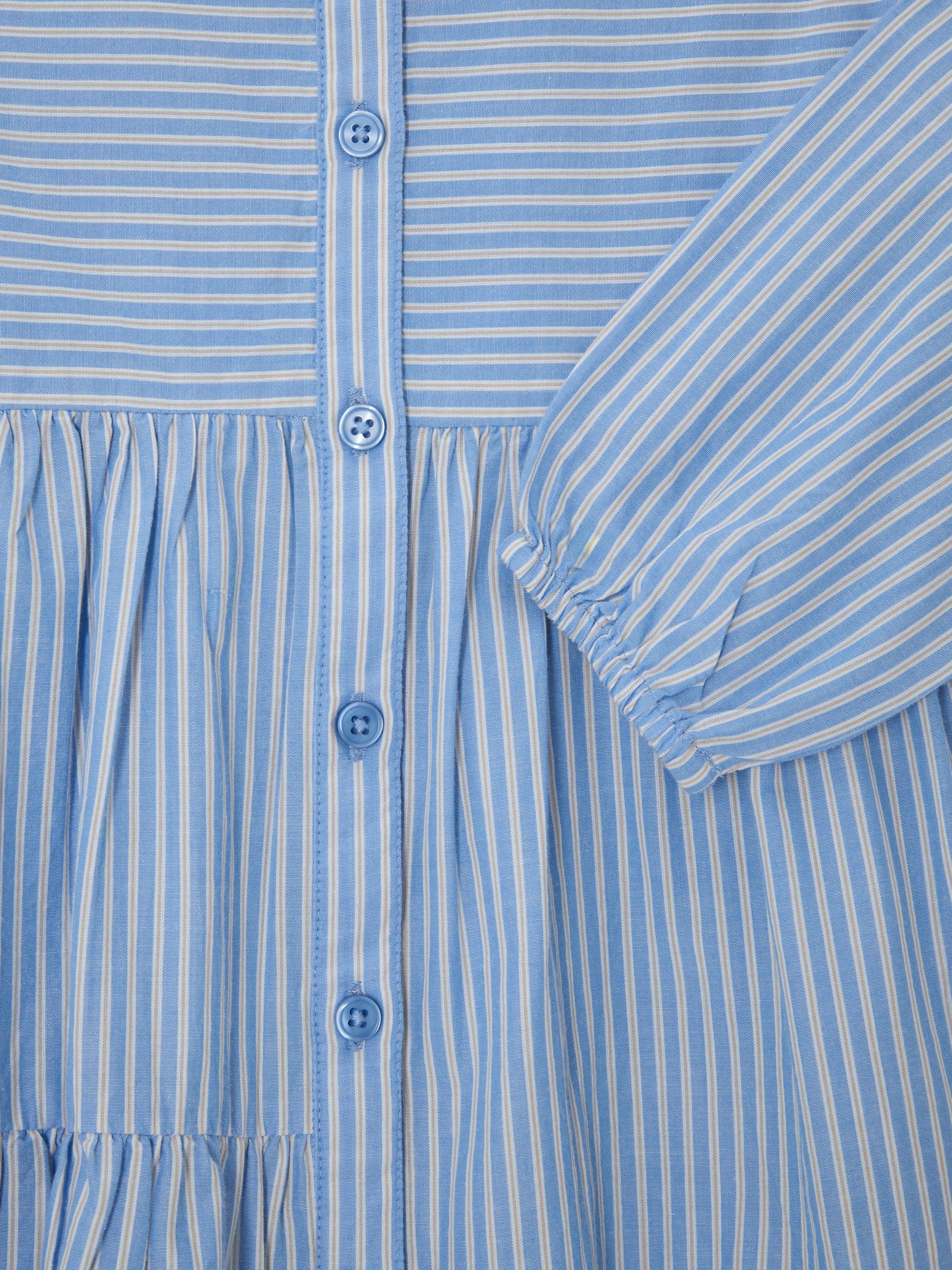 Product image 3 of 3, which shows John Lewis Kids' Stripe Split Hem Shirt Dress, Blue, 3 years