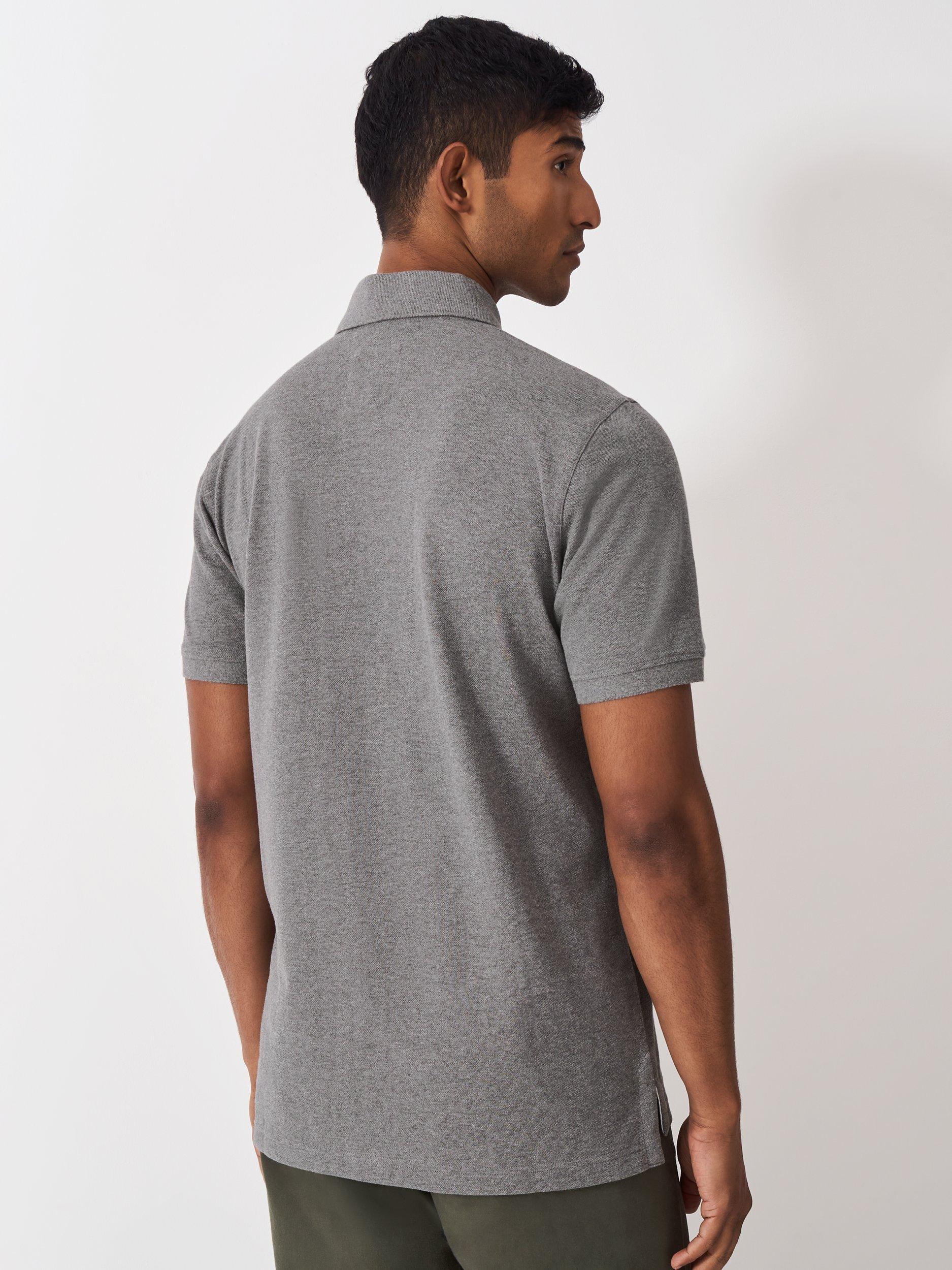 Product image 3 of 5, which shows Crew Clothing Cotton Regular Fit Short Sleeve Polo Shirt, Dark Grey, XS