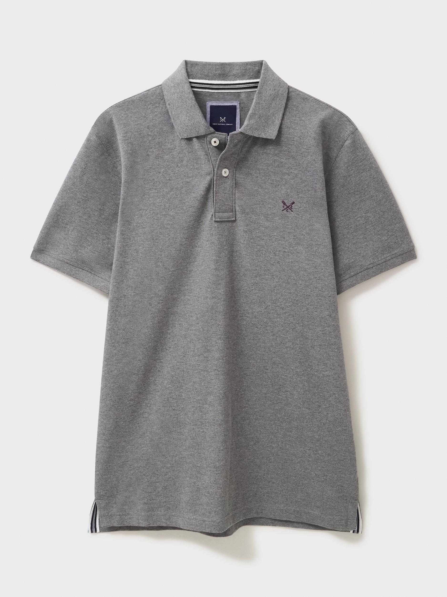 Product image 5 of 5, which shows Crew Clothing Cotton Regular Fit Short Sleeve Polo Shirt, Dark Grey, XS
