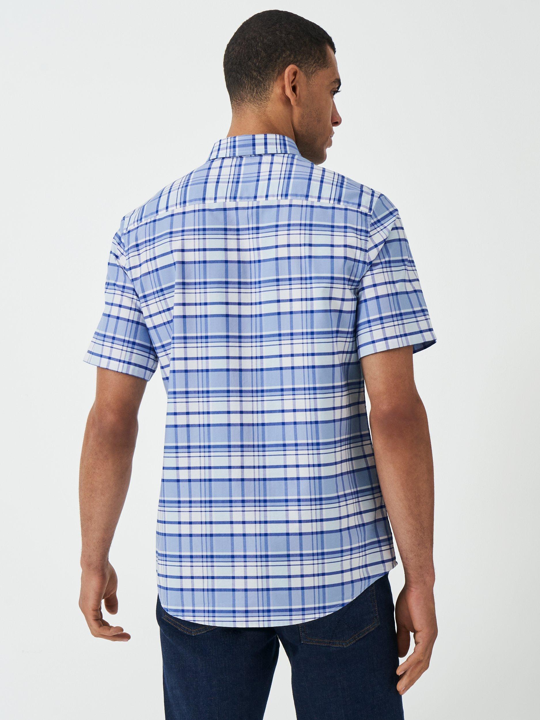 Product image 3 of 5, which shows Crew Clothing Cotton Regular Fit Check Shirt, Bright Blue, L