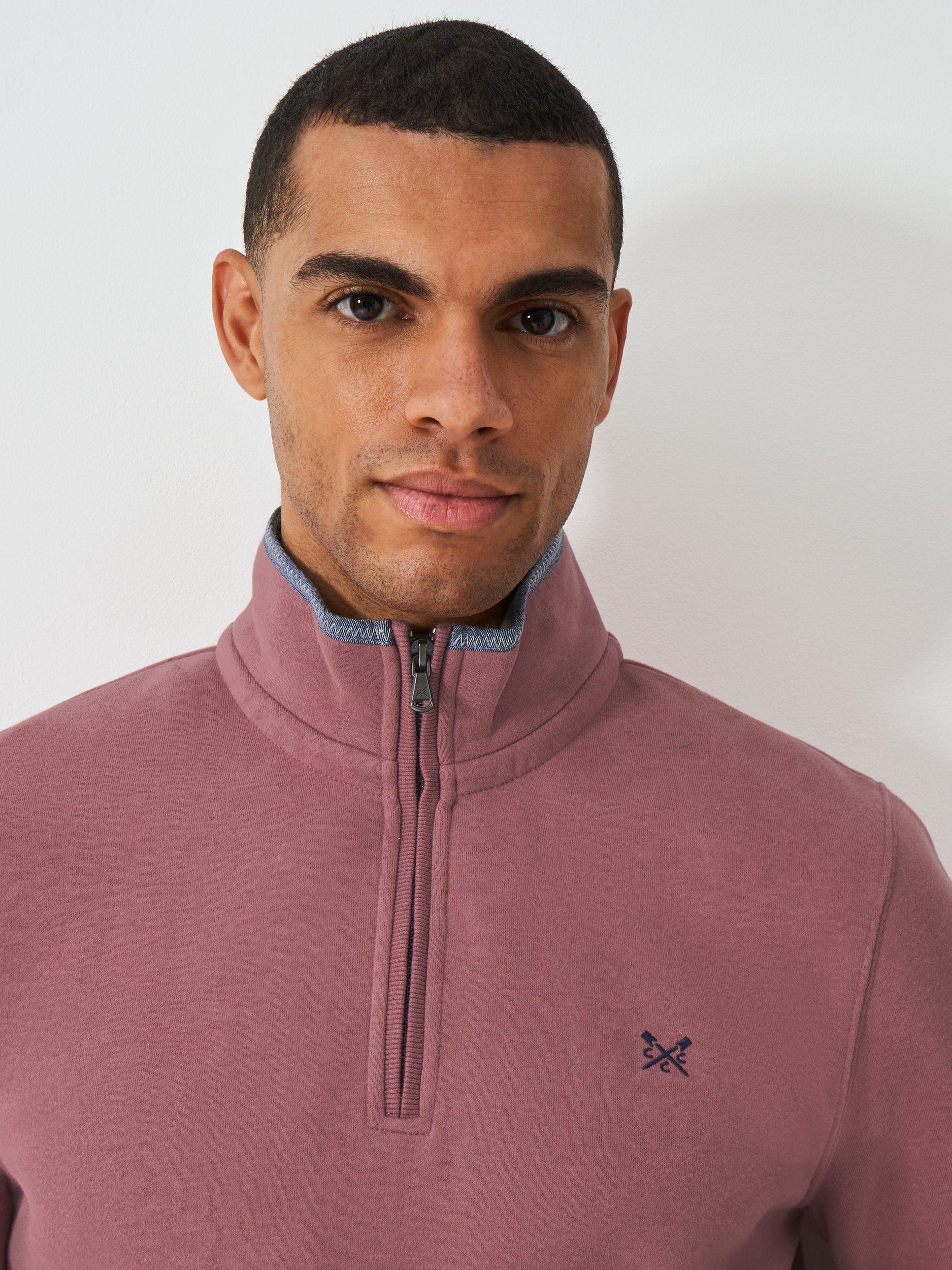 Product image 4 of 5, which shows Crew Clothing Cotton Blend Half-Zip Jumper, Pastel Pink, XS