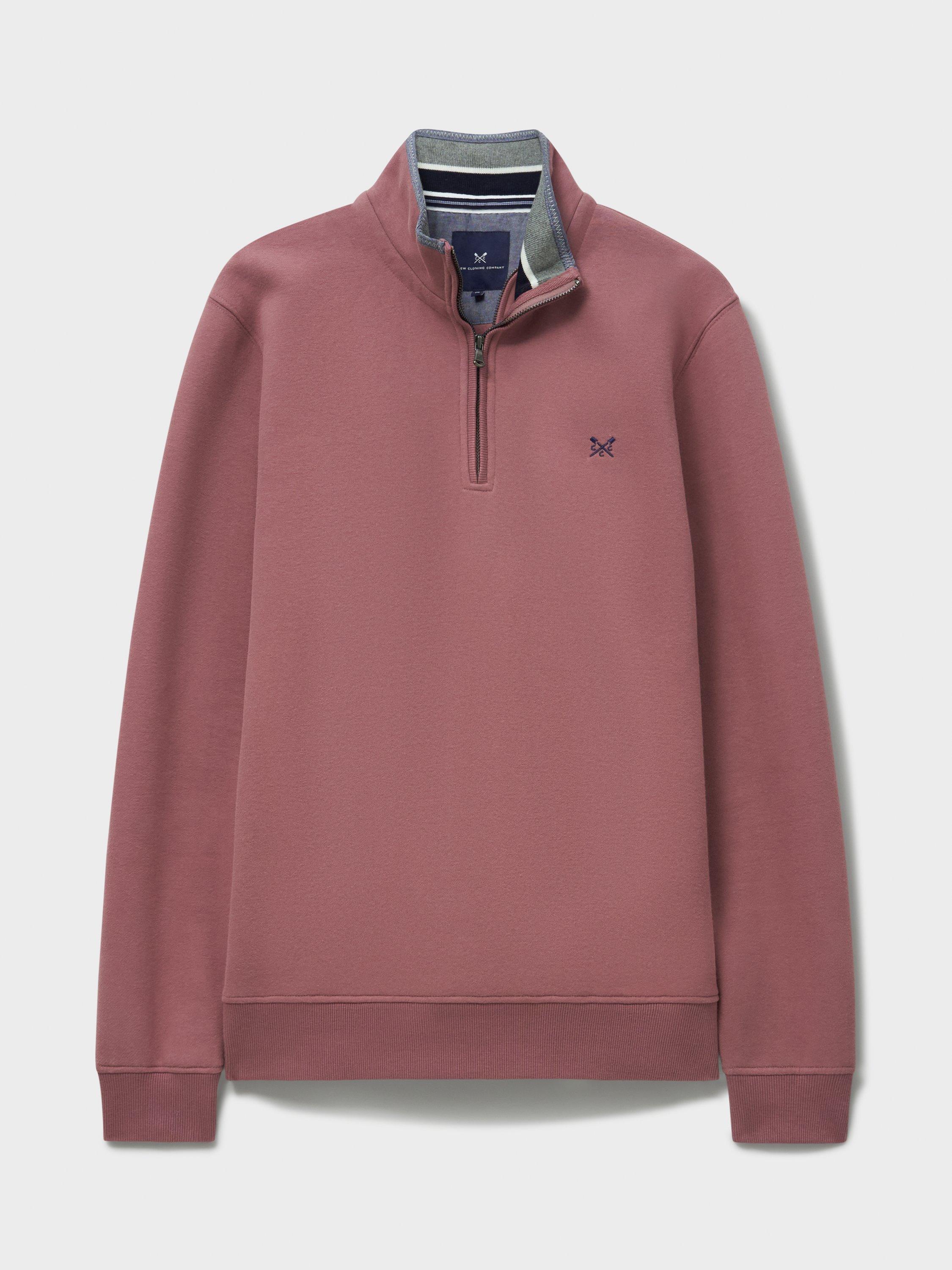 Product image 5 of 5, which shows Crew Clothing Cotton Blend Half-Zip Jumper, Pastel Pink, XS