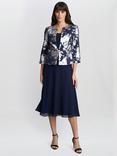 Gina Bacconi Sandra Floral Jacquard Jacket & Dress, Navy/Multi