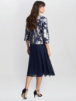 Gina Bacconi Sandra Floral Jacquard Jacket & Dress, Navy/Multi - view 2, Navy/Multi