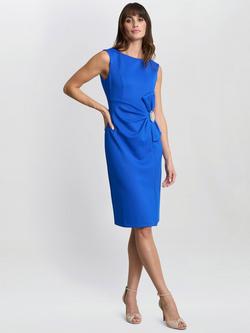 Gina Bacconi Elsie Brooch Waist Dress, Blue - view 2, Blue