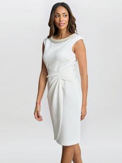 Gina Bacconi Sansa Beaded Neck Wrap Dress, Ivory, Ivory
