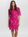 Gina Bacconi Tammy Embroidered Lace Dress, Pink