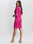 Gina Bacconi Tammy Embroidered Lace Dress, Pink