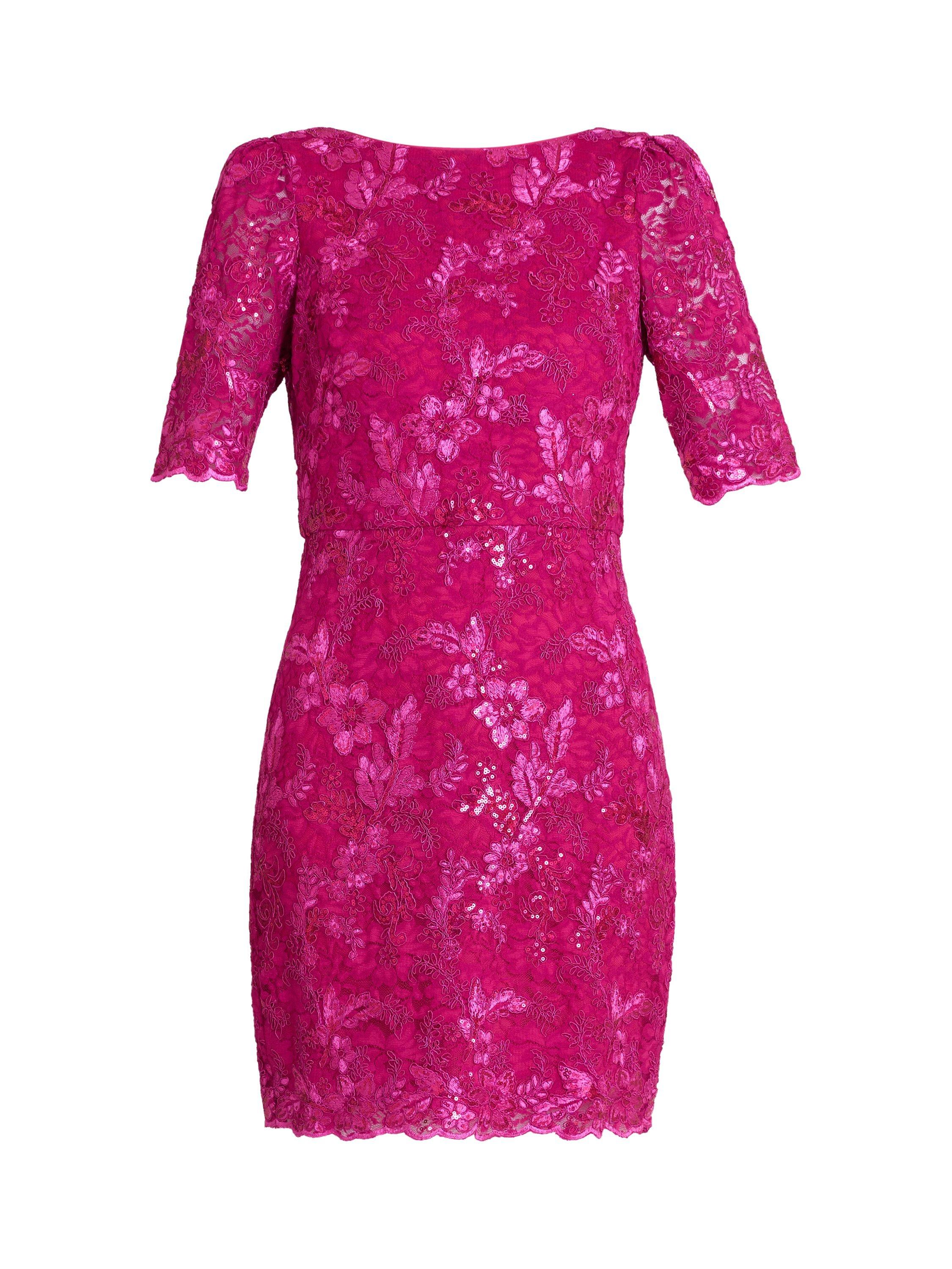 Product image 4 of 6, which shows Gina Bacconi Tammy Embroidered Lace Dress, Pink, 10