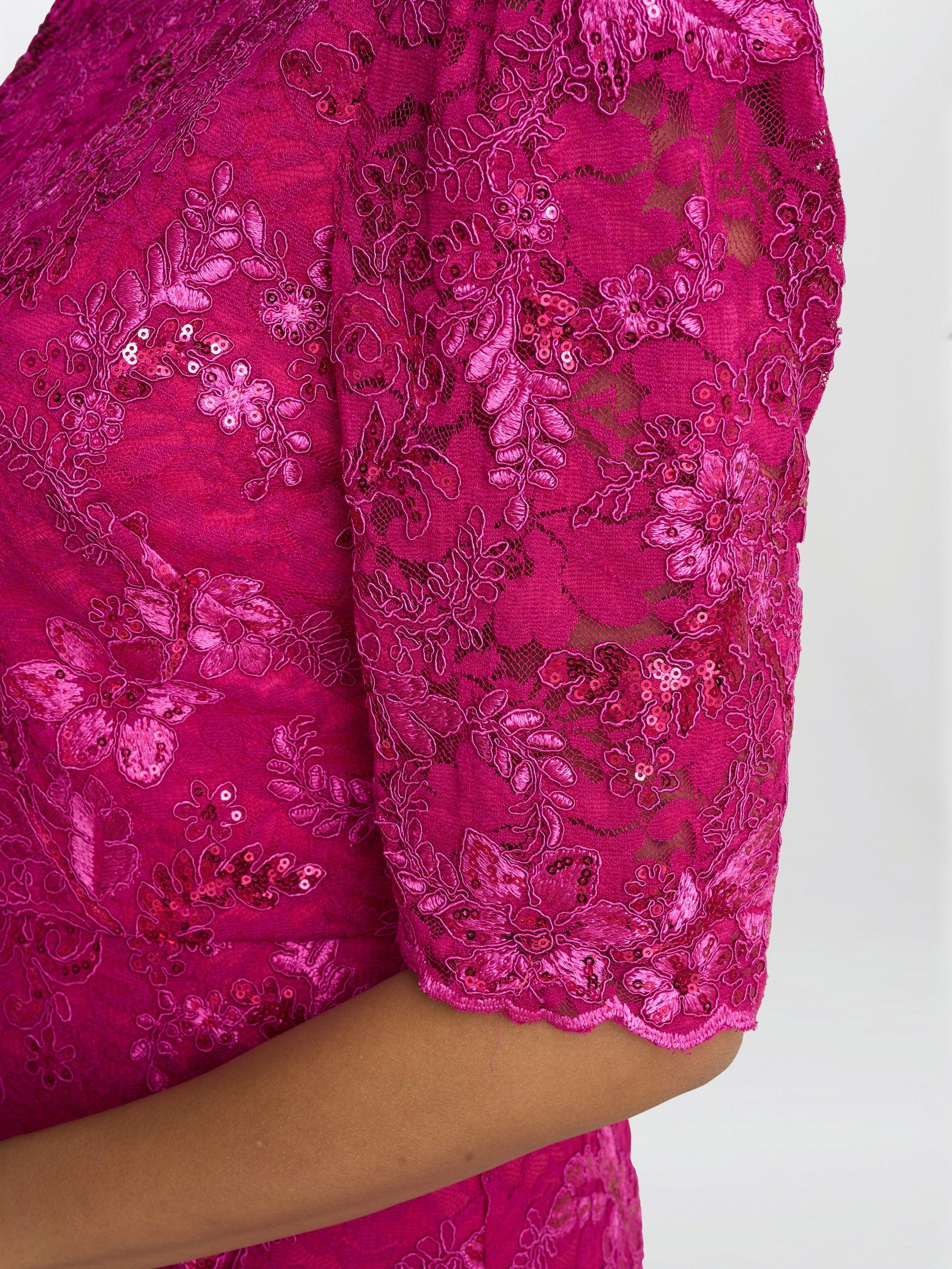Product image 5 of 6, which shows Gina Bacconi Tammy Embroidered Lace Dress, Pink, 10