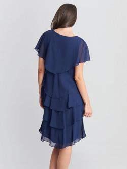 Gina Bacconi Bella Georgette Tiered Dress, Navy - view 2, Navy