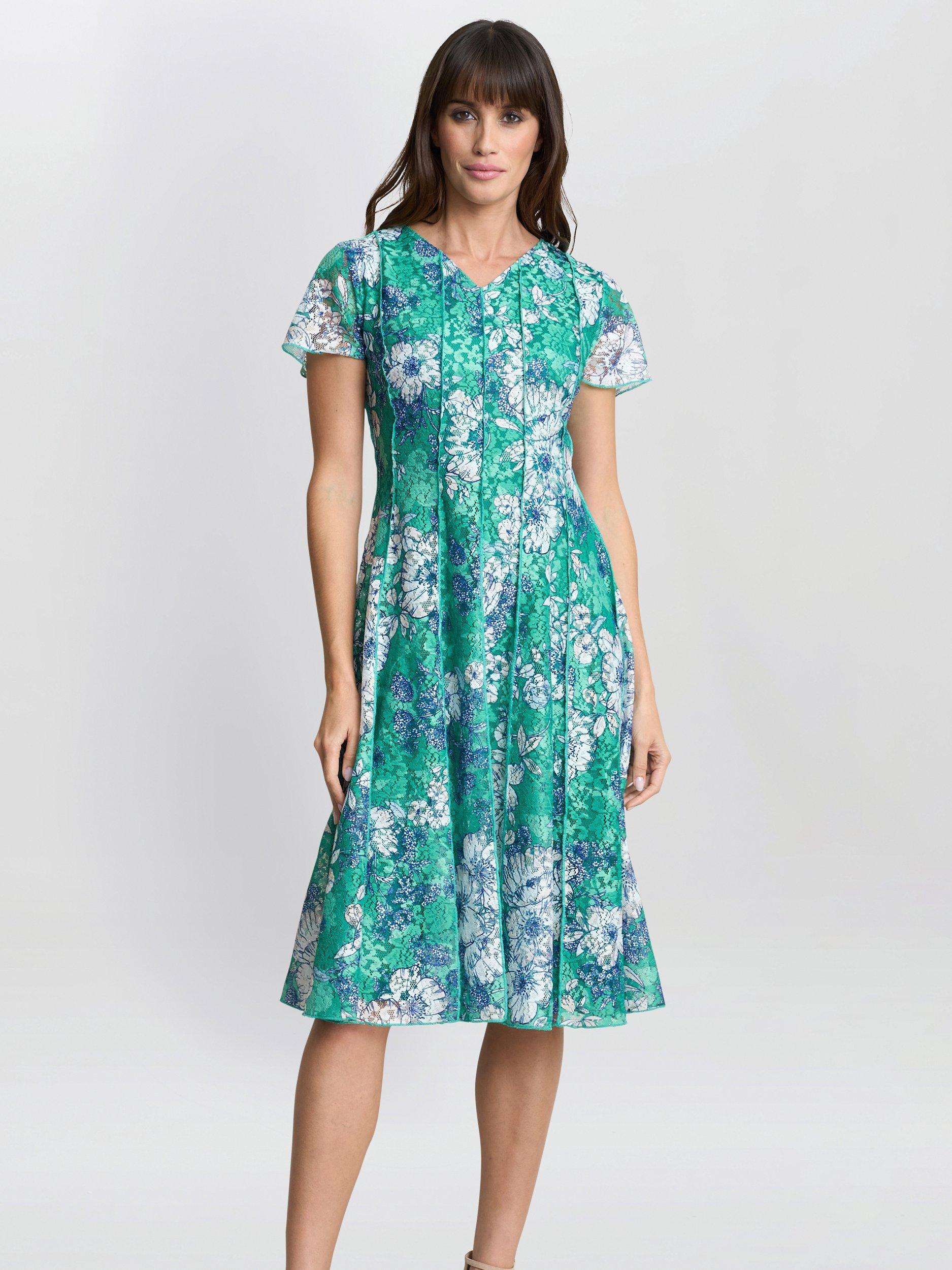 Product image 1 of 5, which shows Gina Bacconi Billy Floral Dress, Green/Multi, 10