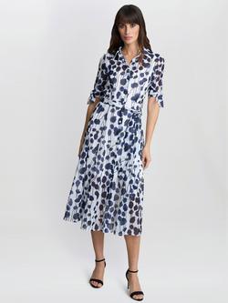 Gina Bacconi Adrienne Floral Shirt Dress, Navy/Multi, Navy/Multi