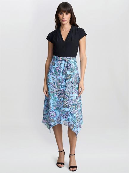 Gina Bacconi Charlotte Handkerchief Hem Dress, Multi, Multi