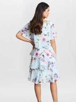 Gina Bacconi Cynthia Floral Tiered Dress, Multi - view 2, Multi