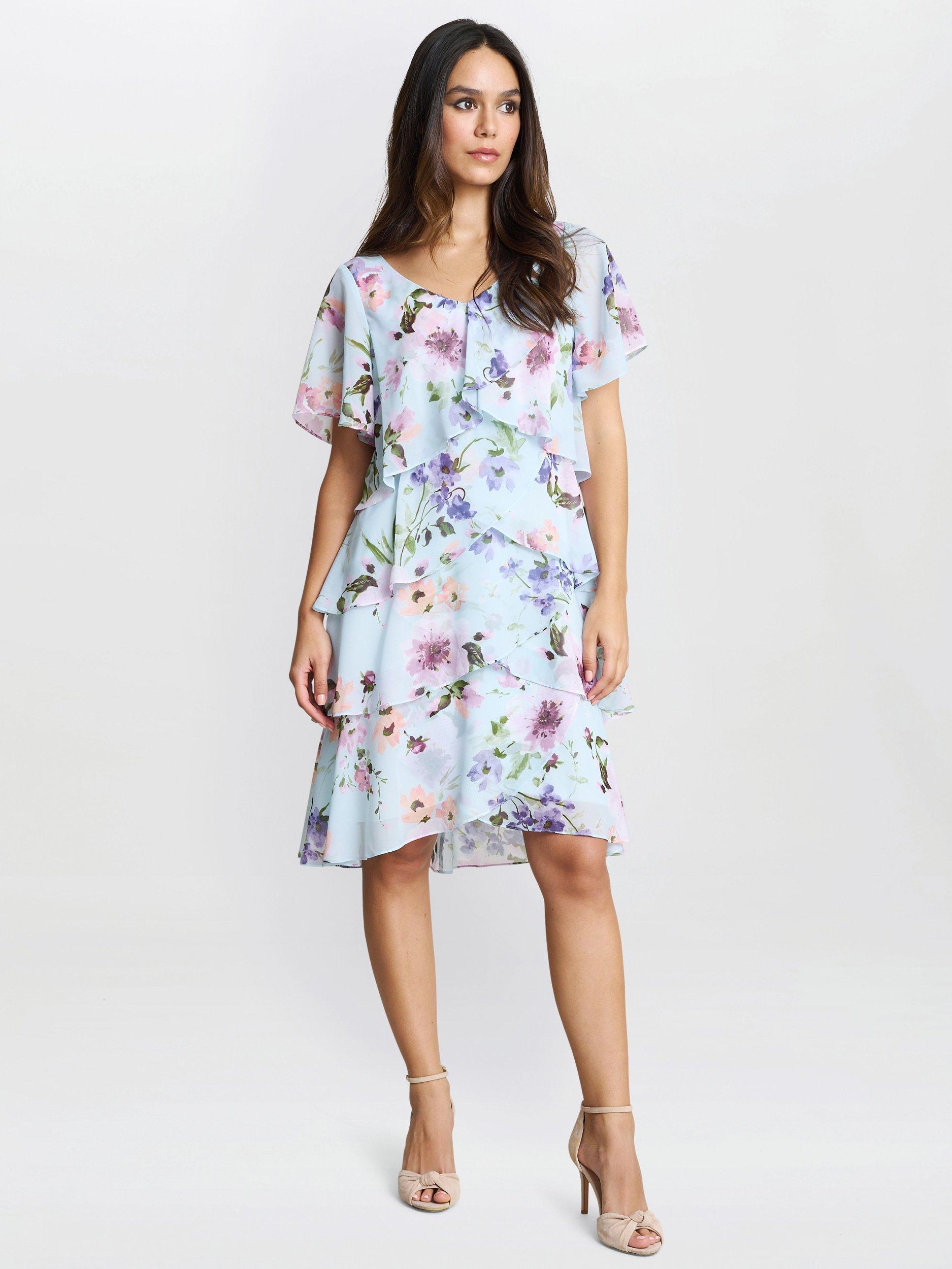Product image 3 of 5, which shows Gina Bacconi Cynthia Floral Tiered Dress, Multi, 10