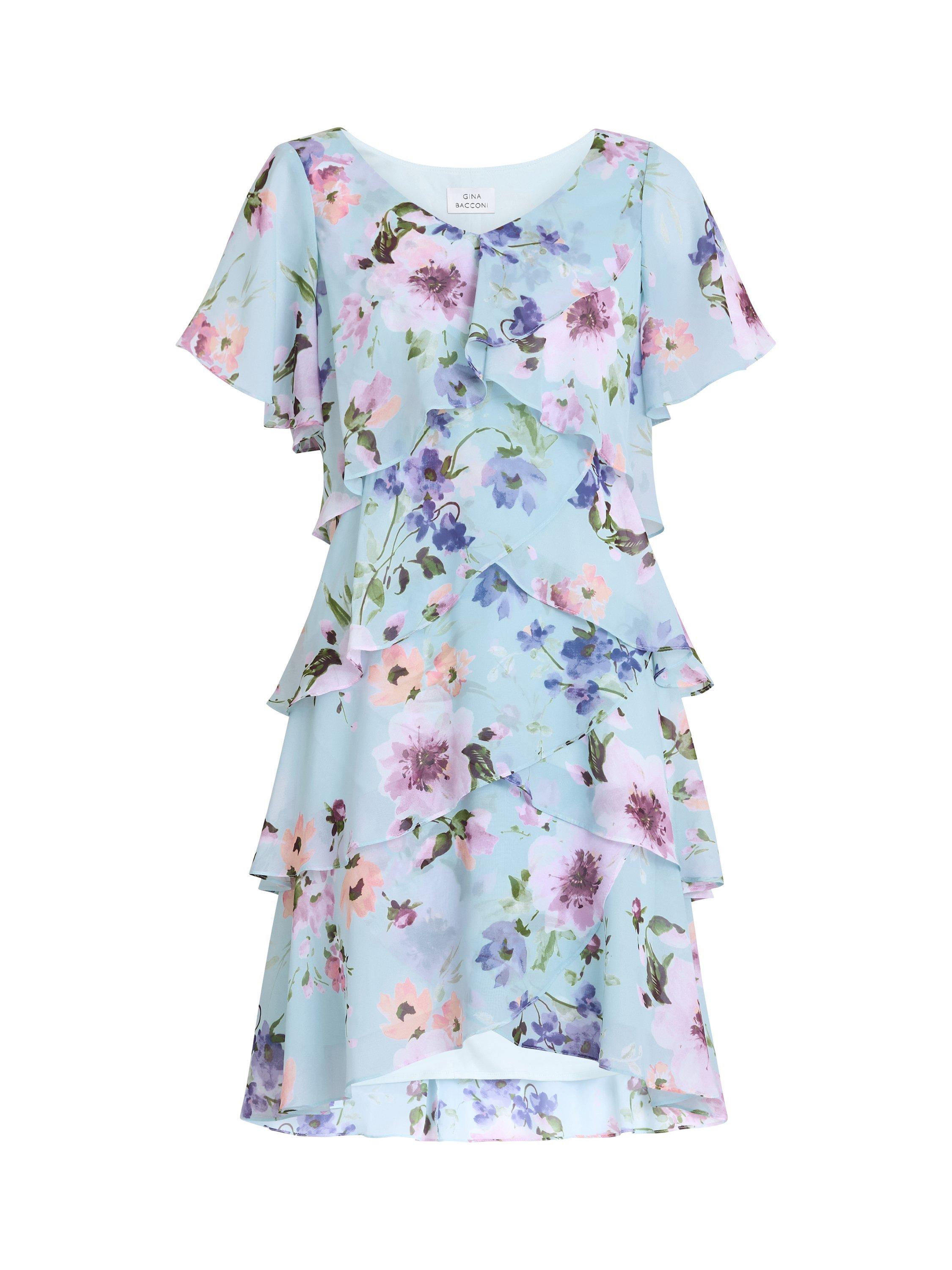 Product image 4 of 5, which shows Gina Bacconi Cynthia Floral Tiered Dress, Multi, 10