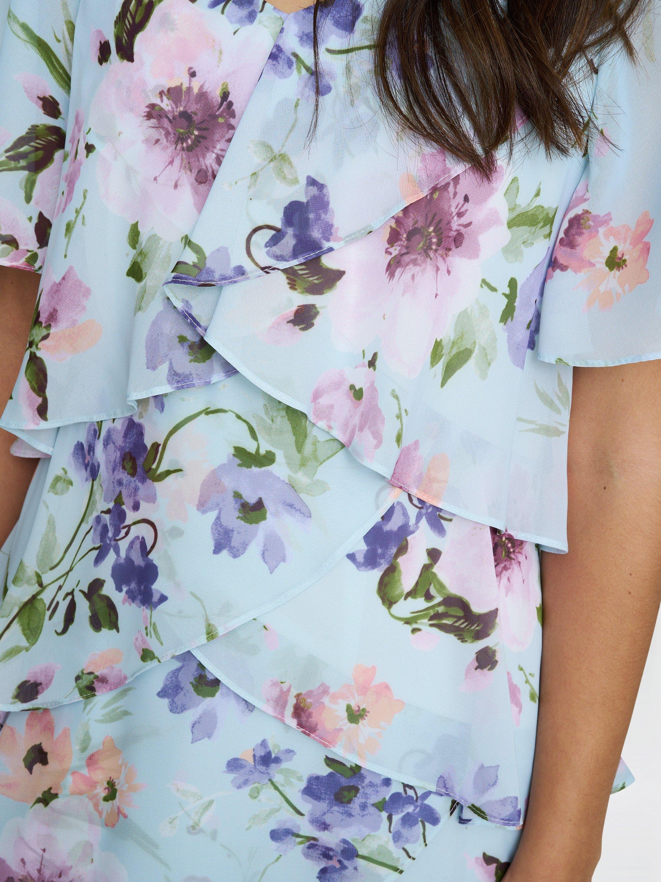 Product image 5 of 5, which shows Gina Bacconi Cynthia Floral Tiered Dress, Multi, 10