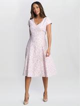 Hobbs Lois Floral Embroidered Flare Midi Dress