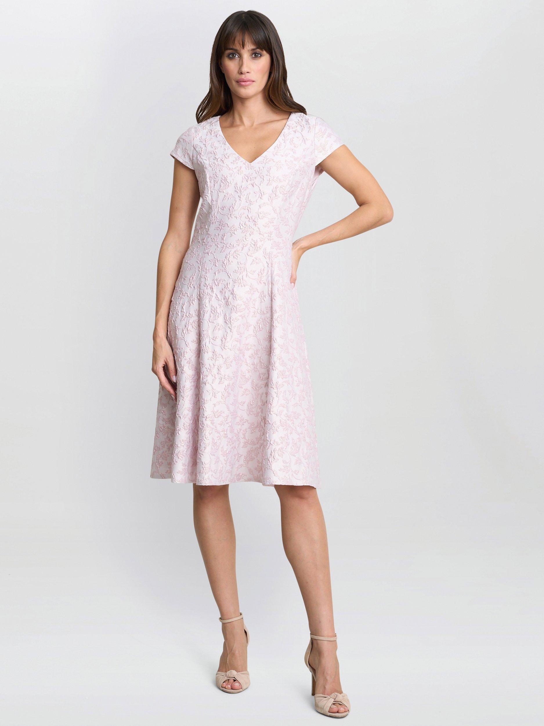 Product image 6 of 7, which shows Gina Bacconi Daphnie Jacquard Dress, Light Purple, 10