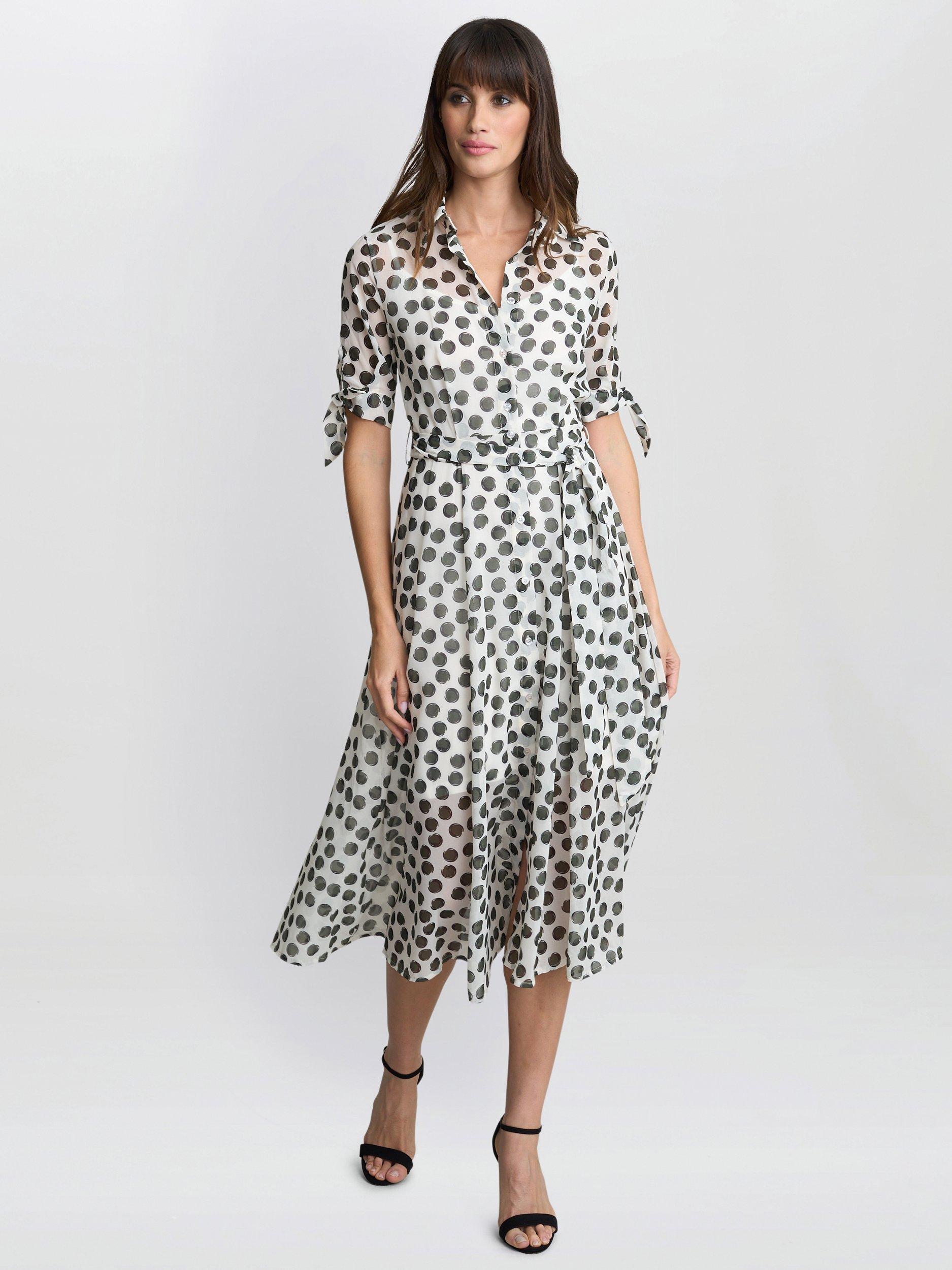 Product image 3 of 5, which shows Gina Bacconi Adrienne Spot Shirt Dress, Multi, S