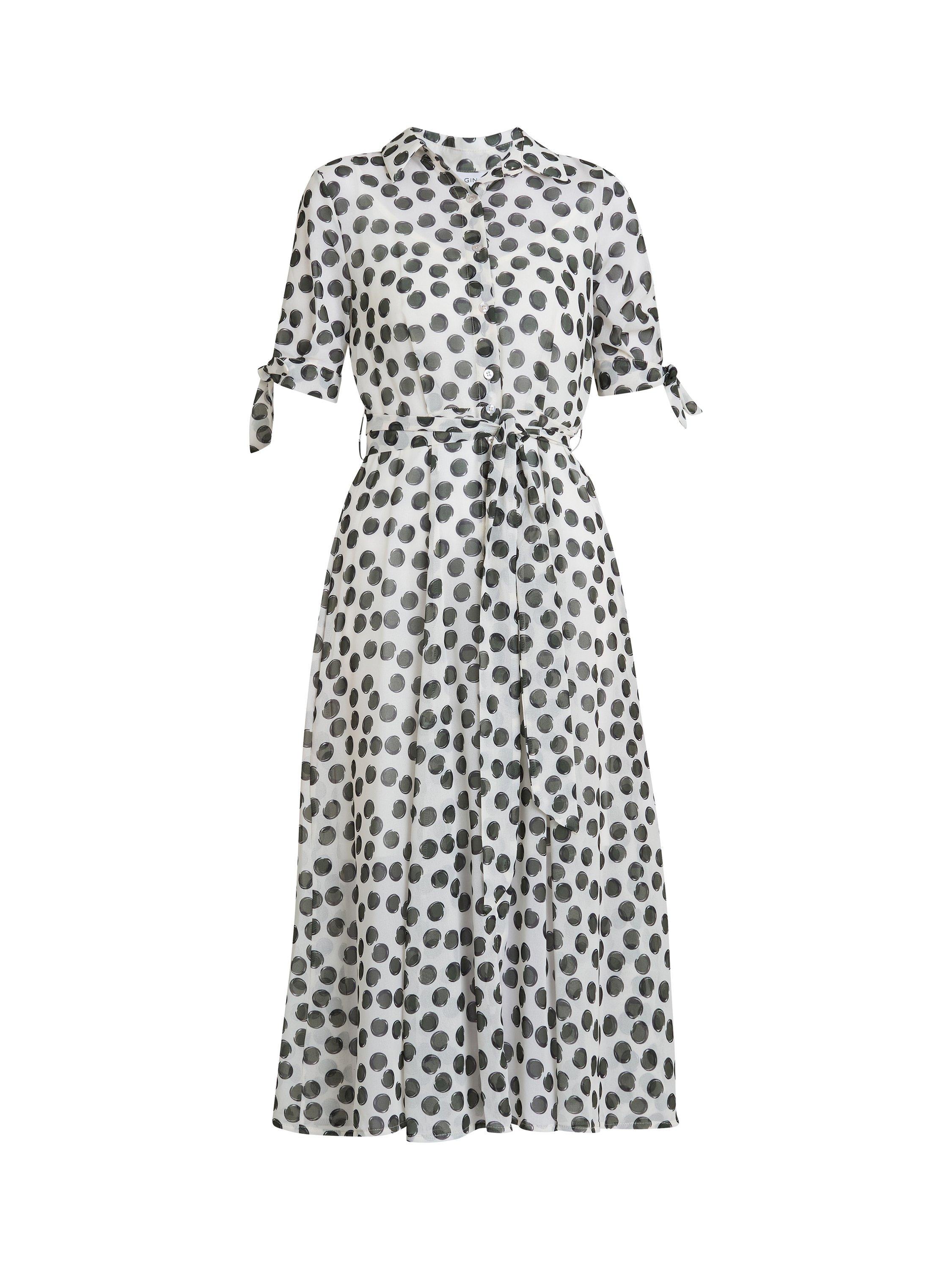 Product image 4 of 5, which shows Gina Bacconi Adrienne Spot Shirt Dress, Multi, S