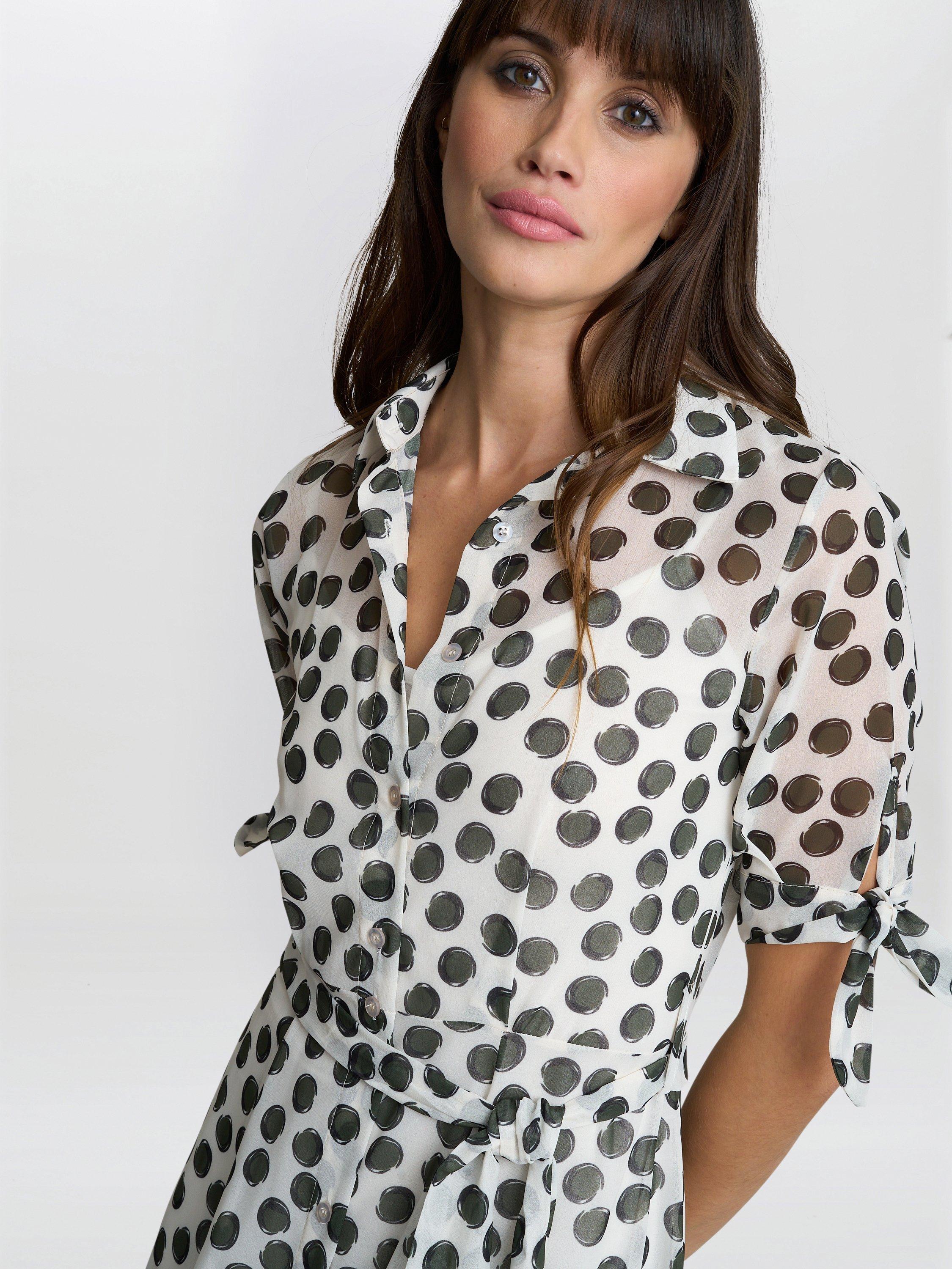 Product image 5 of 5, which shows Gina Bacconi Adrienne Spot Shirt Dress, Multi, S