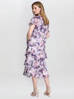 Gina Bacconi Livvy Floral Tiered Dress, Pink/Multi - view 2, Pink/Multi