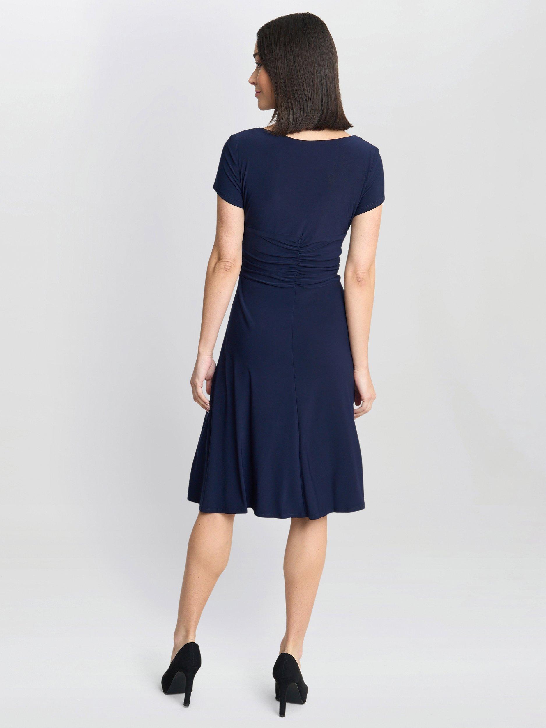 Product image 2 of 5, which shows Gina Bacconi Elsa Waist Trim Jersey Dress, Navy, 10