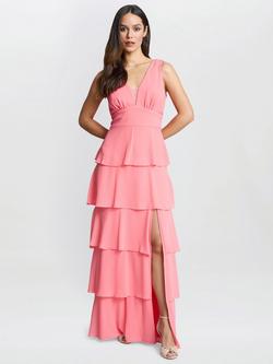 Gina Bacconi Lucielle Sleeveless Tiered Dress, Pink, Pink