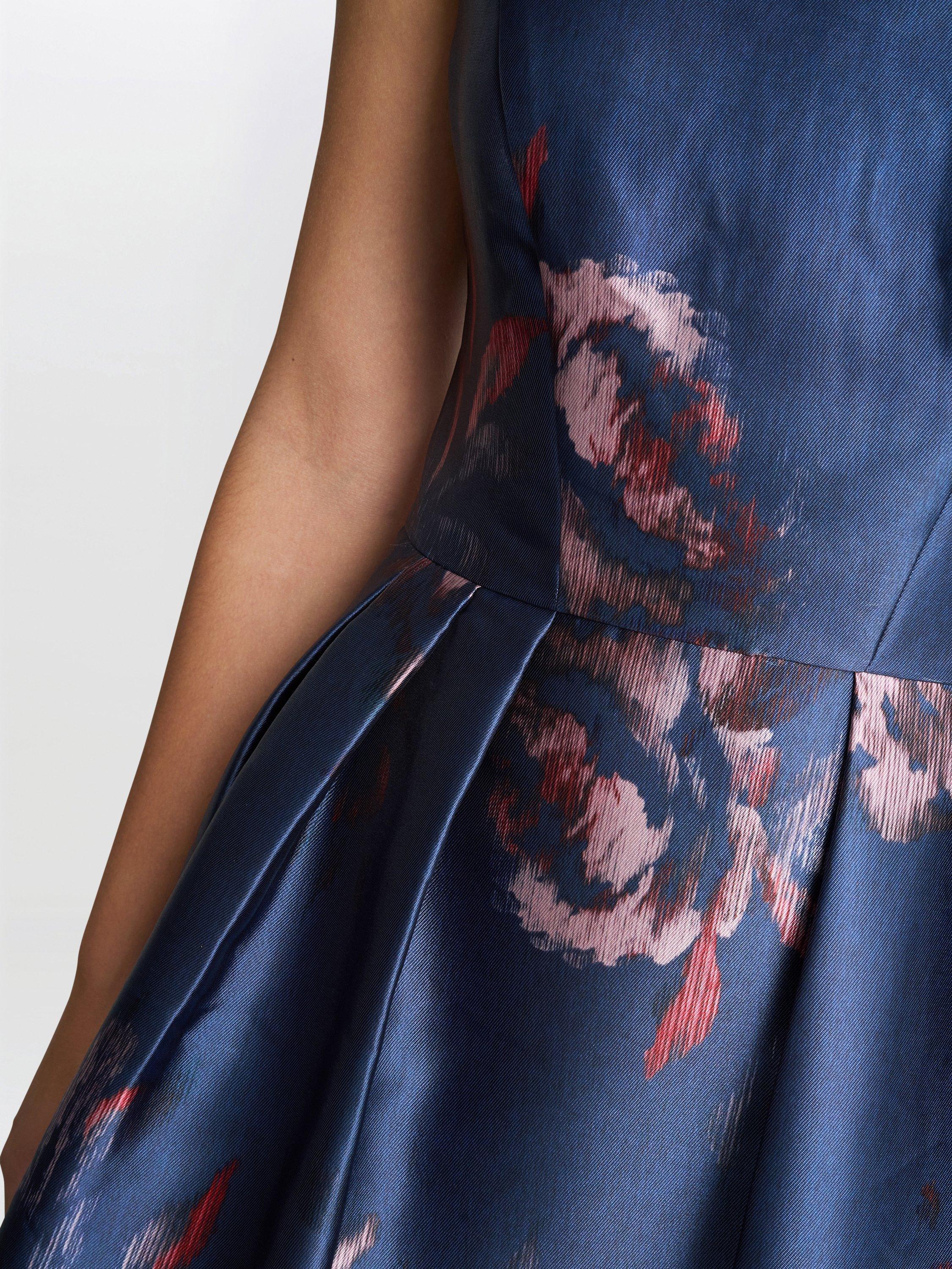 Product image 5 of 5, which shows Gina Bacconi Luisa Jacquard Dress, Navy/Multi, 10