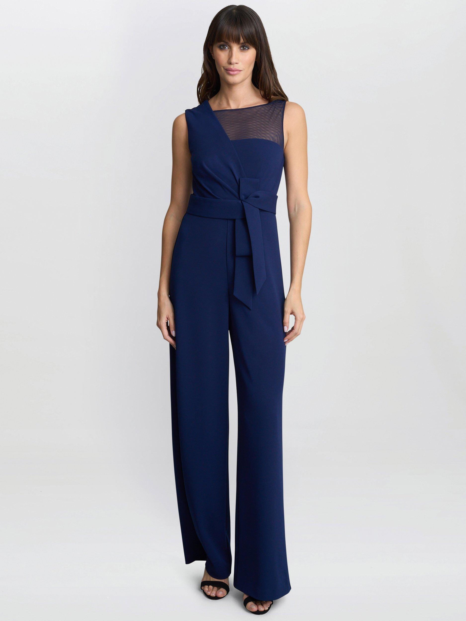 Product image 1 of 5, which shows Gina Bacconi Pia Crepe Jumpsuit, Navy, 10