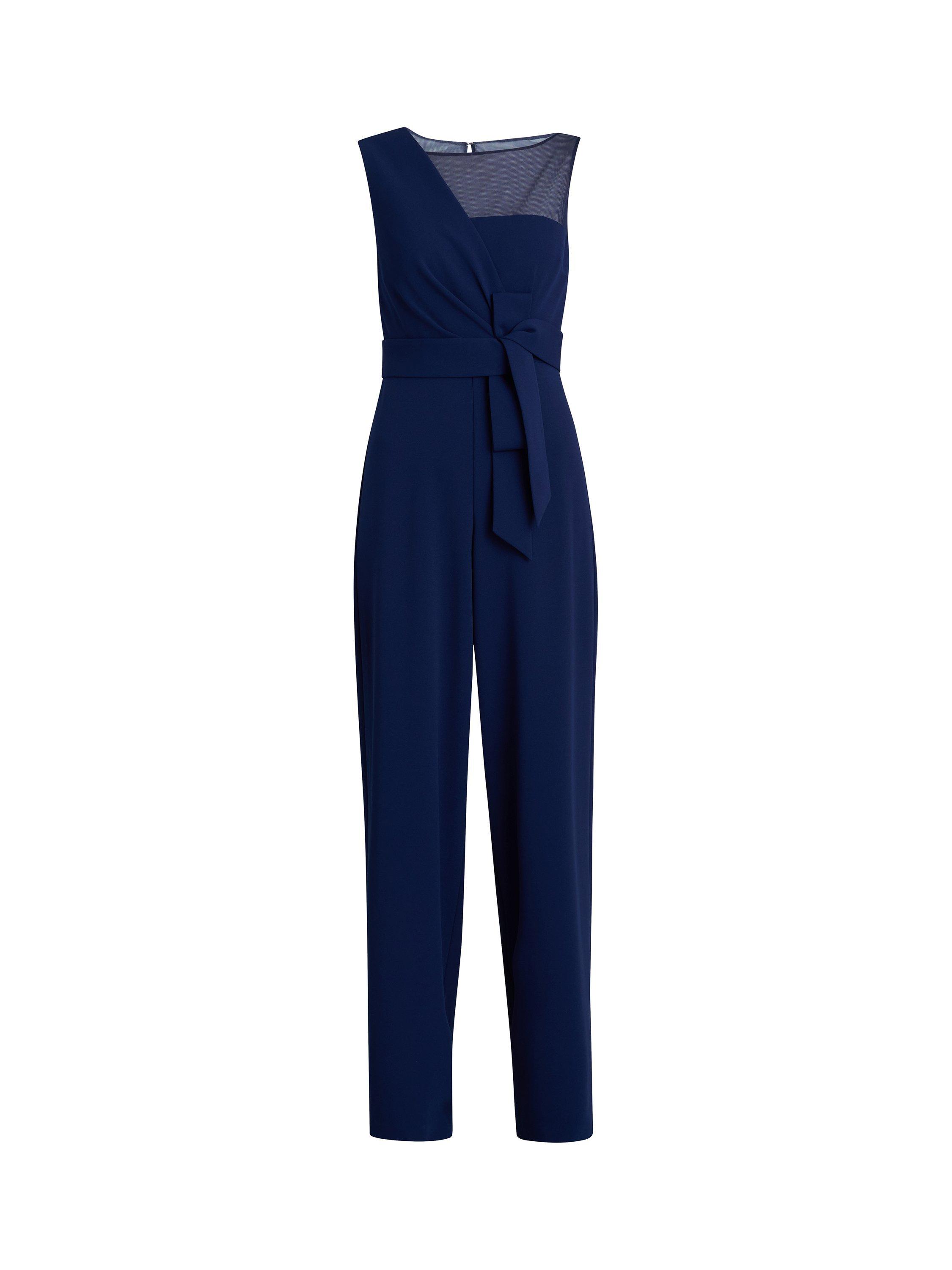 Product image 4 of 5, which shows Gina Bacconi Pia Crepe Jumpsuit, Navy, 10