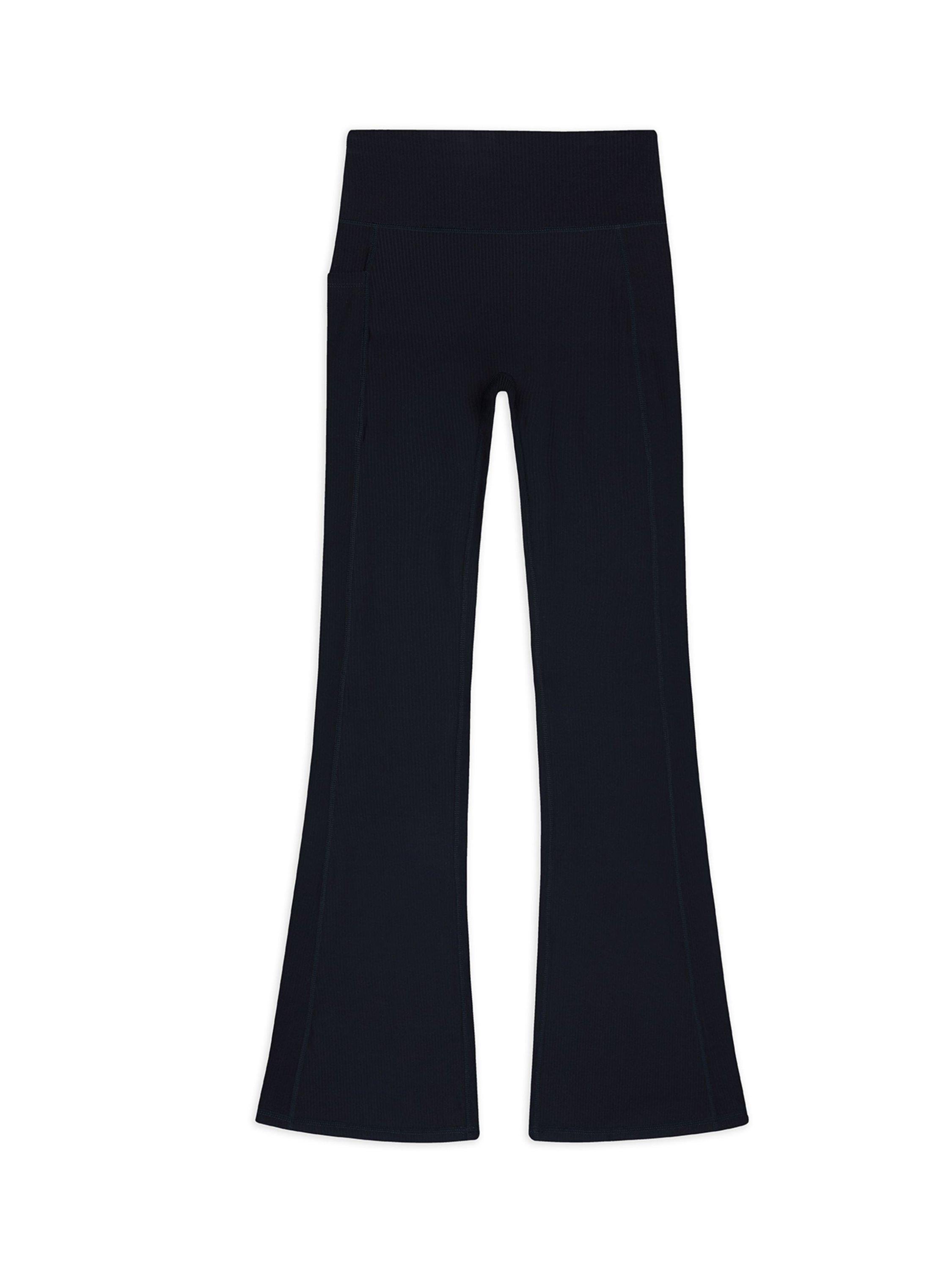 Product image 1 of 3, which shows Chelsea Peers SoftSculpt Rib Flared Leggings, Black, 6