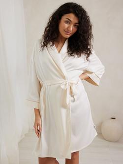 Chelsea Peers Satin Lace Trim Dressing Gown, Ivory - view 2, Ivory
