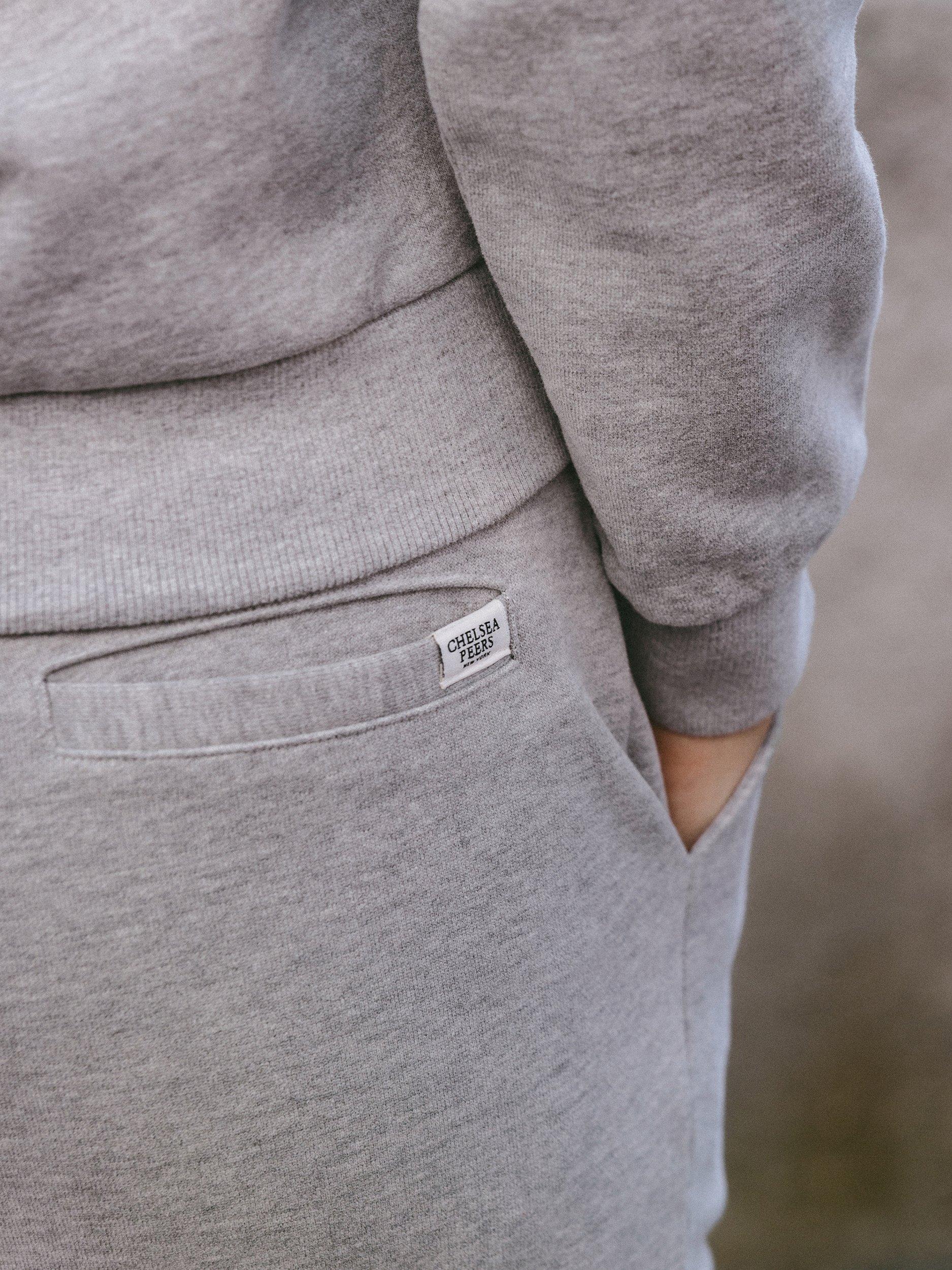 Product image 4 of 8, which shows Chelsea Peers Straight Pure Organic Cotton Joggers, Grey Marl, 18