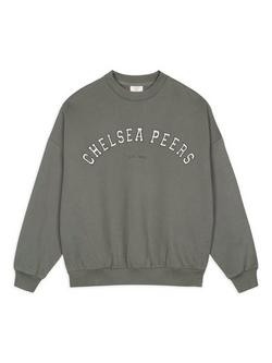 Chelsea Peers Varsity Logo Pure Organic Cotton Sweatshirt, Sage