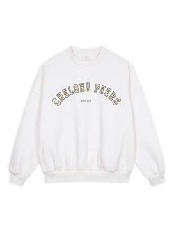 Chelsea Peers Varsity Logo Pure Organic Cotton Sweatshirt, Cream