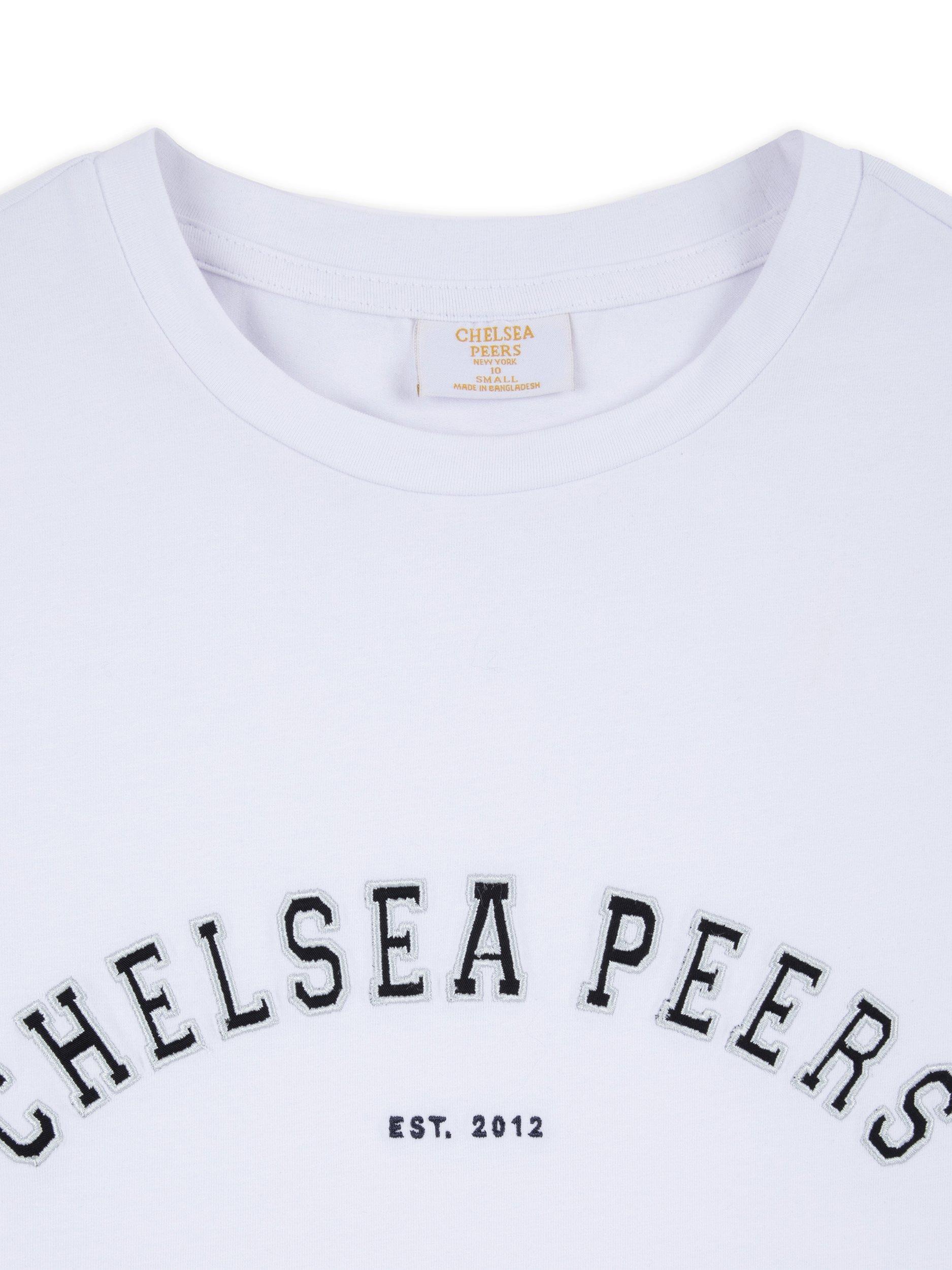 Product image 4 of 4, which shows Chelsea Peers Varsity Logo Pure Organic Cotton T-Shirt, Cream, 6
